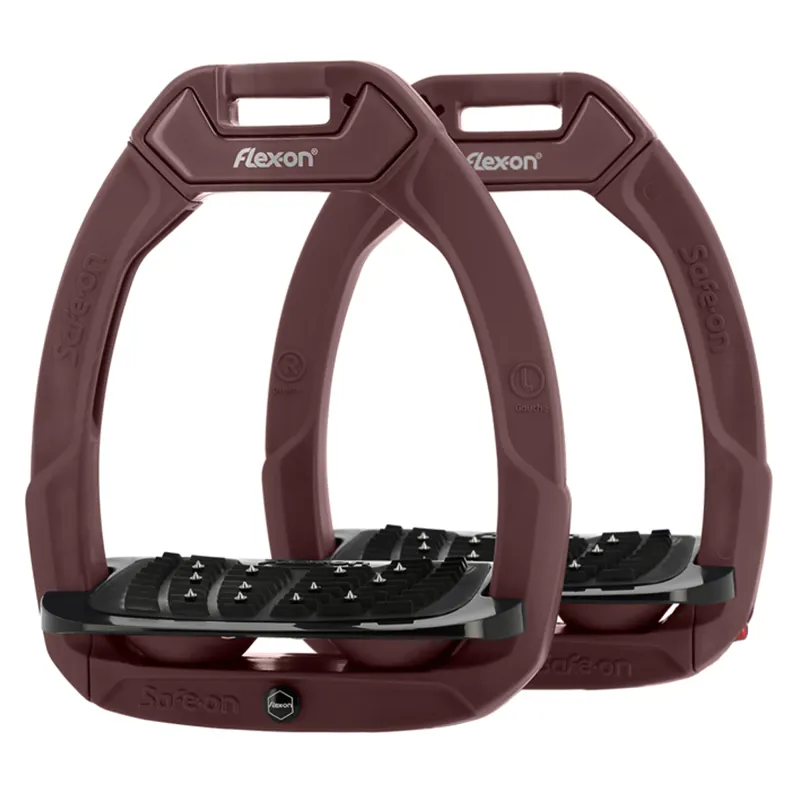 Flex-On Safe-On Inclined Ultra-Grip Stirrups - Chocolate/Black/Chocolate